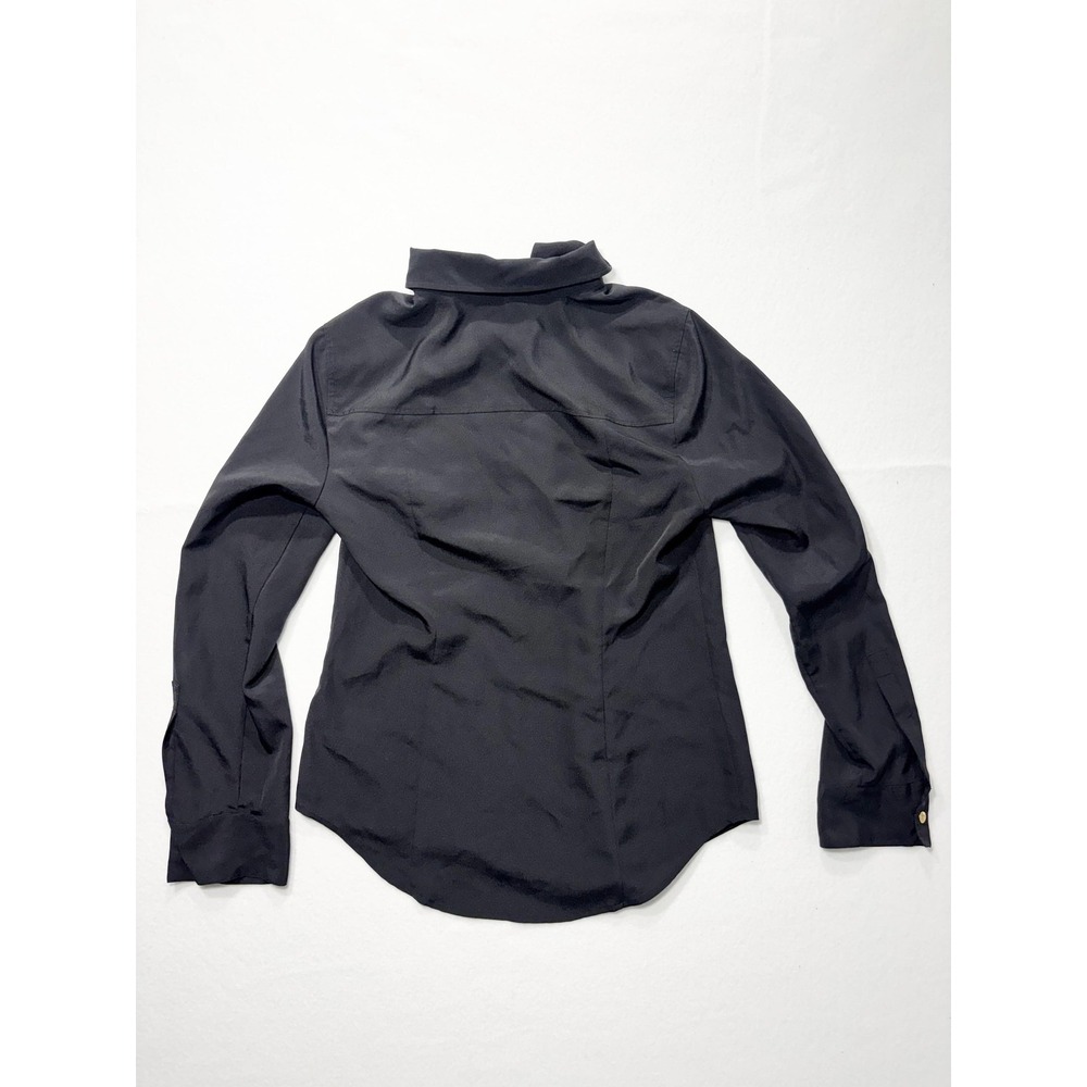 MICHAEL Michael Kors Blouse Womens Small Black Zip Collared Long Sleeve Top - Picture 12 of 15